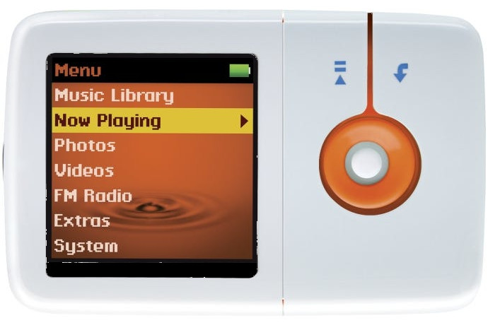 A crappy photoshop (gimp?) of a Orange and white shown sideways, with the screen on the left and the controls on the right